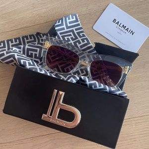 Balmain B-II Sun - Crystal / Rose Gradient Polarized Lens / (BPS-101D), Medium/L